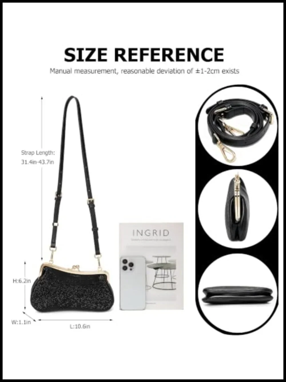 Rhinestone Clutch Purse Evening Crossbody Bag for Women